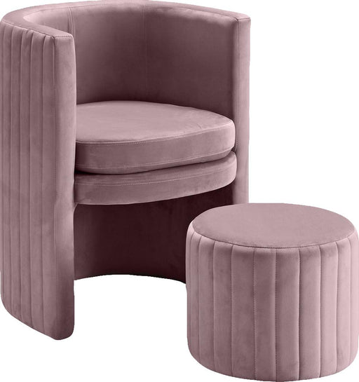 Selena Pink Velvet Accent Chair and Ottoman Set image