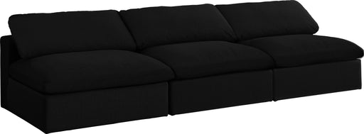 Serene Black Linen Fabric Deluxe Cloud Modular Armless Sofa image