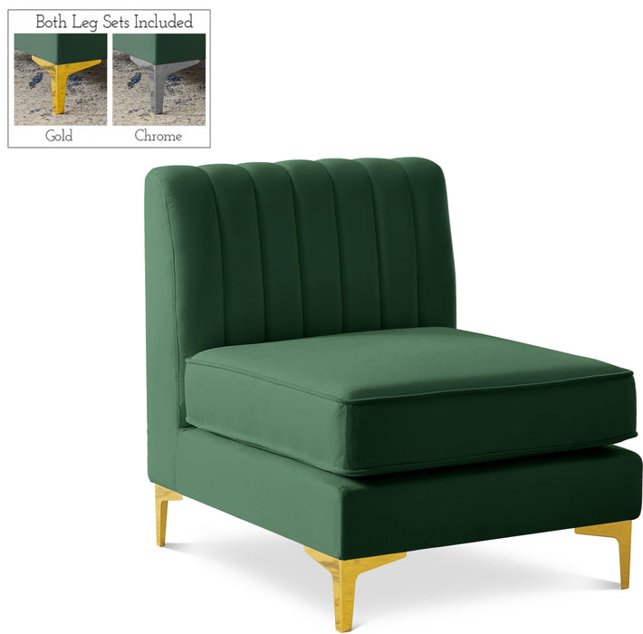 Alina Green Velvet Armless Chair image