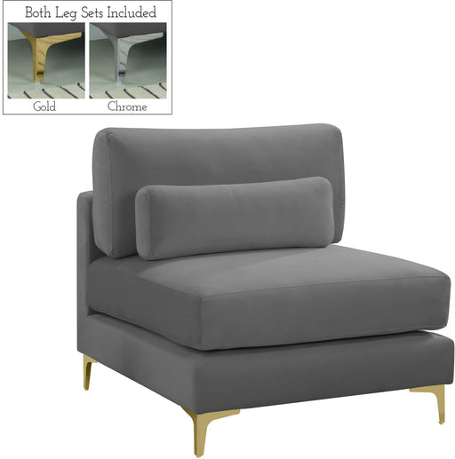 Julia Grey Velvet Modular Armless Chair image