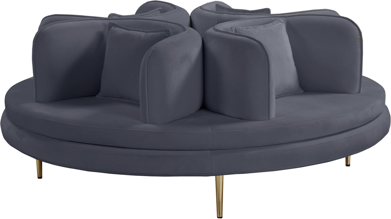 Circlet Grey Velvet Round Sofa Settee image