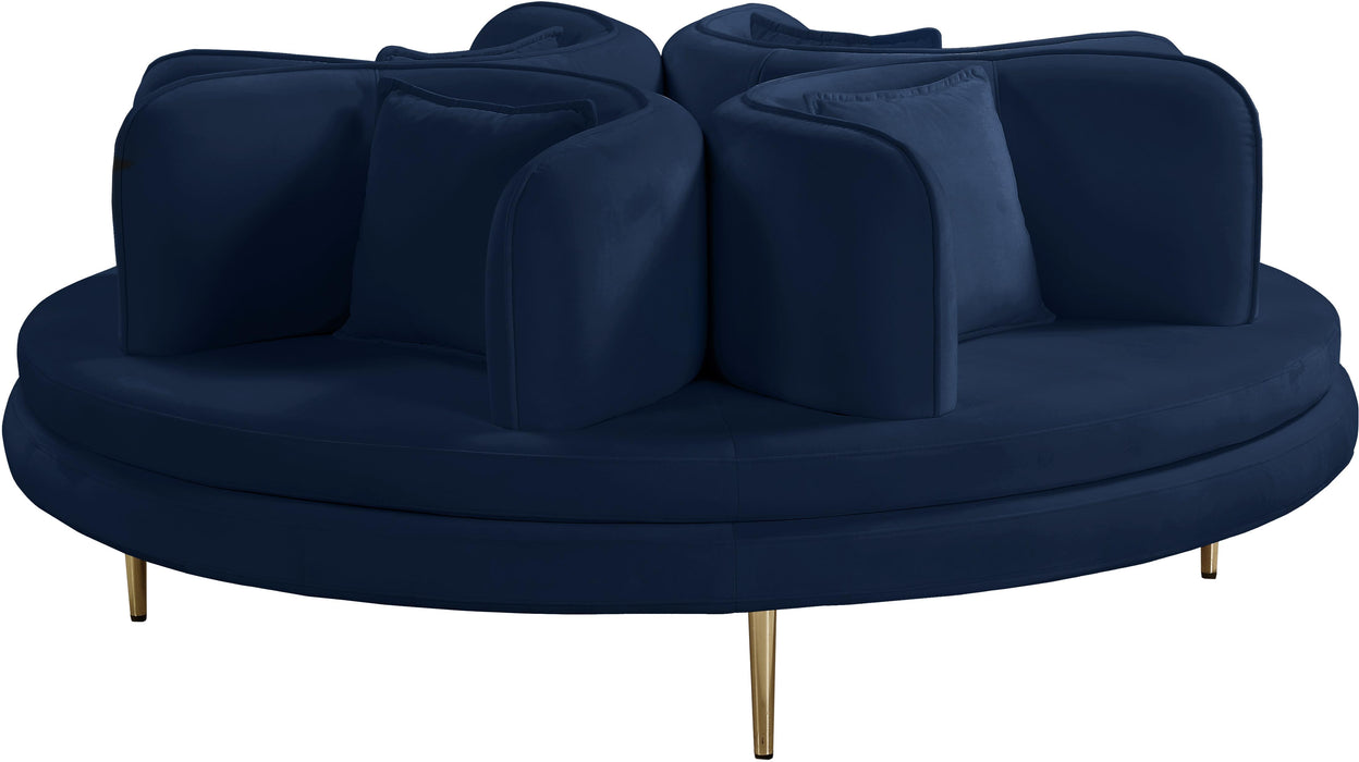Circlet Navy Velvet Round Sofa Settee image