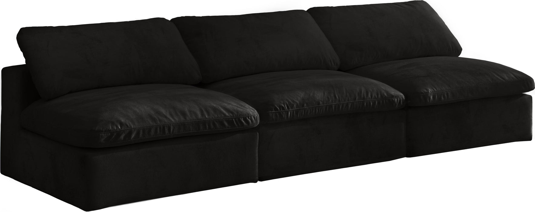 Cozy Black Velvet Cloud Modular Armless Sofa image