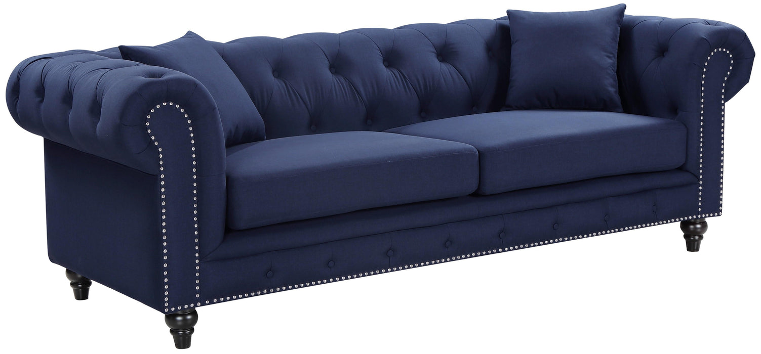 Chesterfield Navy Linen Sofa image
