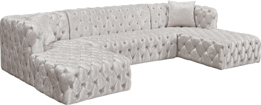 Coco White Velvet 3pc. Sectional (3 Boxes) image