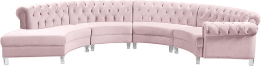Anabella Pink Velvet 4pc. Sectional image