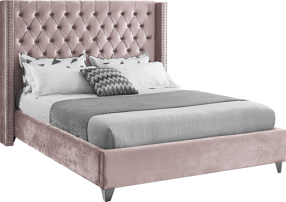 Aiden Pink Velvet King Bed image