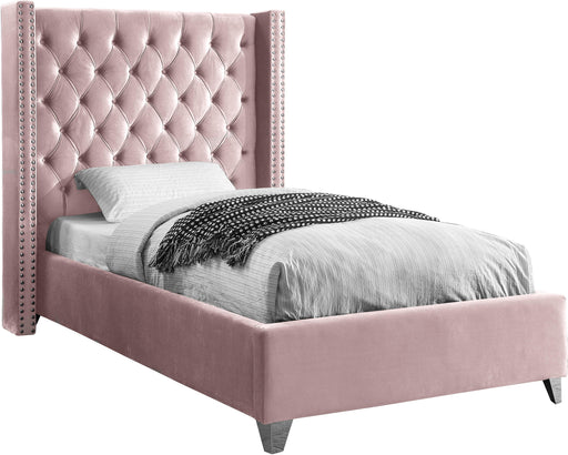 Aiden Pink Velvet Twin Bed image