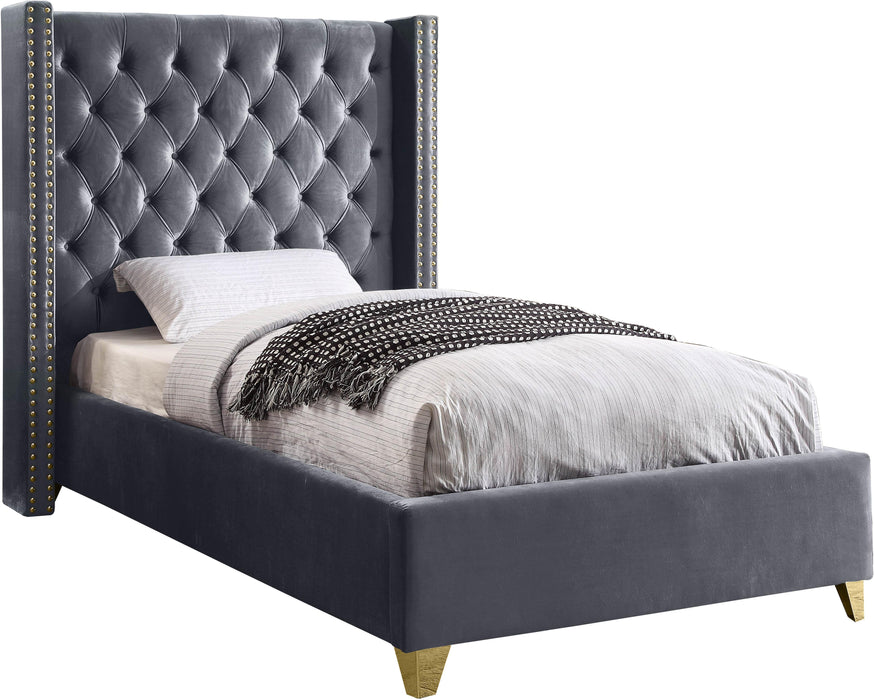 Barolo Grey Velvet Twin Bed image