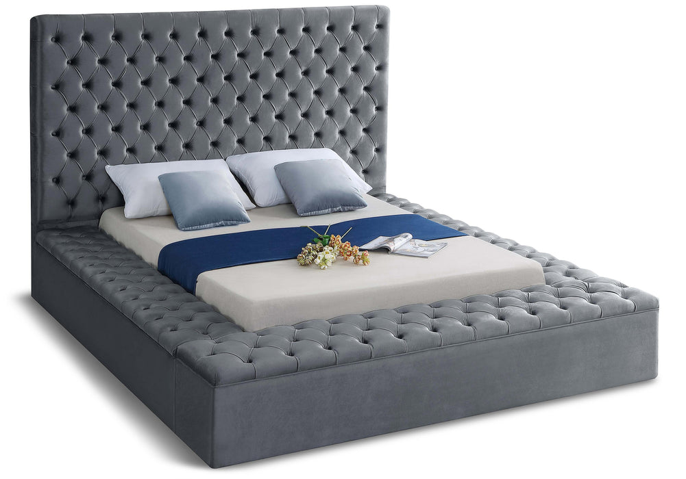 Bliss Grey Velvet Full Bed (3 Boxes) image