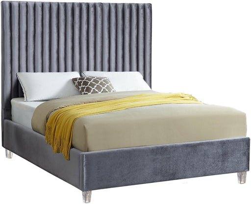Candace Grey Velvet Queen Bed image