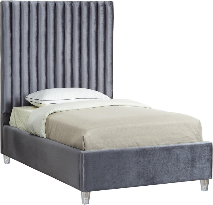 Candace Grey Velvet Twin Bed image