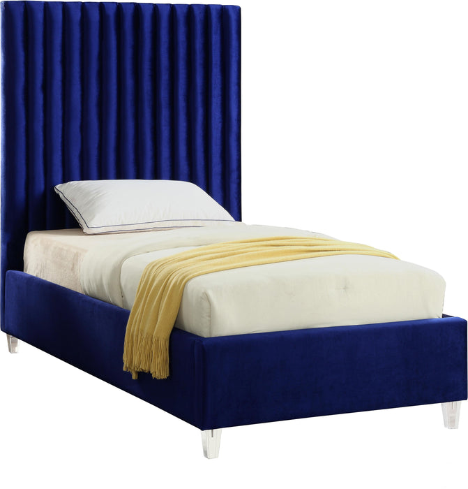 Candace Navy Velvet Twin Bed image