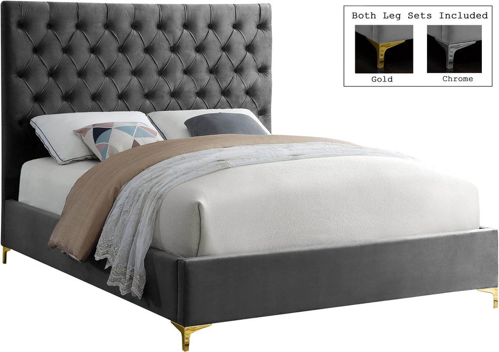 Cruz Grey Velvet King Bed image