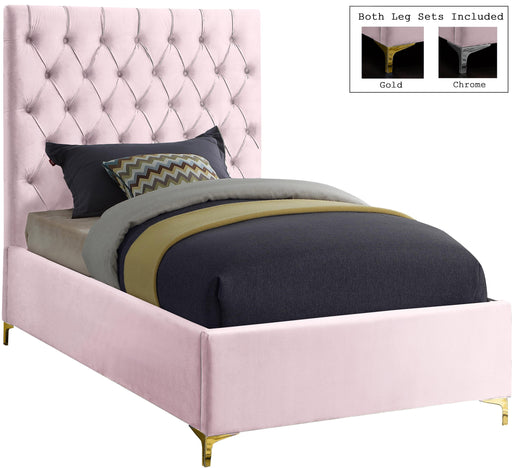 Cruz Pink Velvet Twin Bed image
