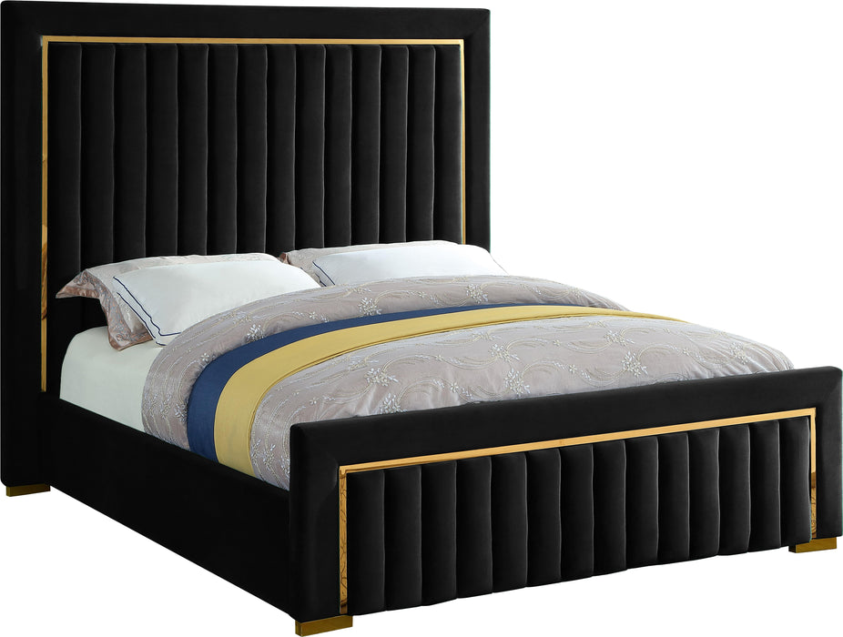 Dolce Black Velvet Queen Bed (3 Boxes) image