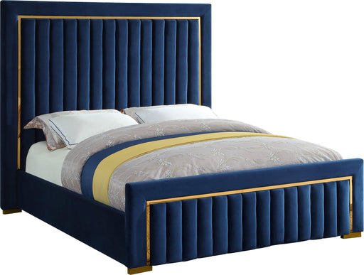 Dolce Navy Velvet Queen Bed (3 Boxes) image