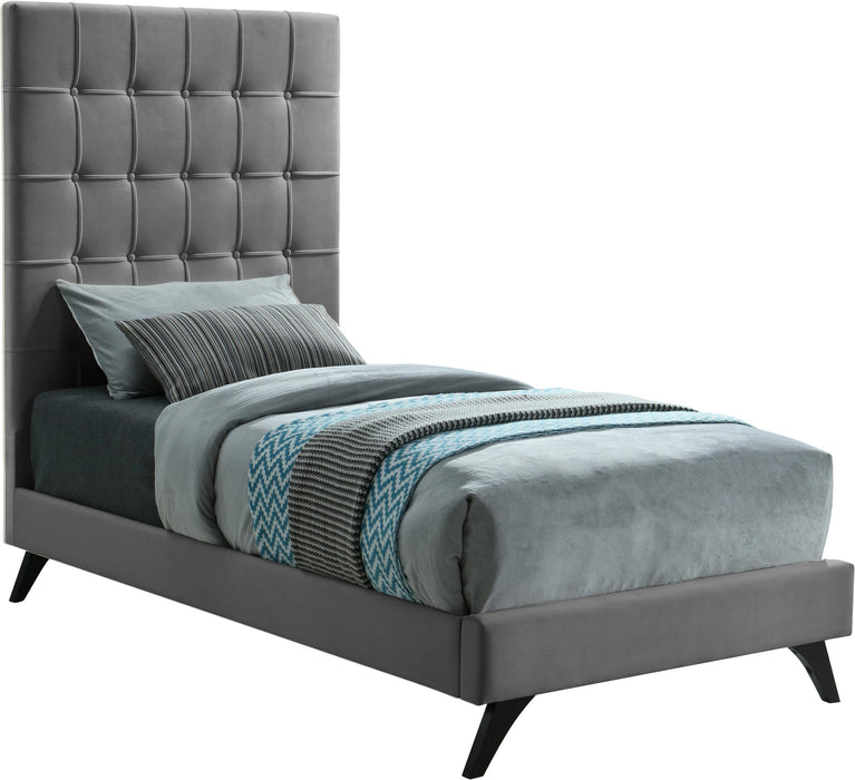 Elly Grey Velvet Twin Bed image