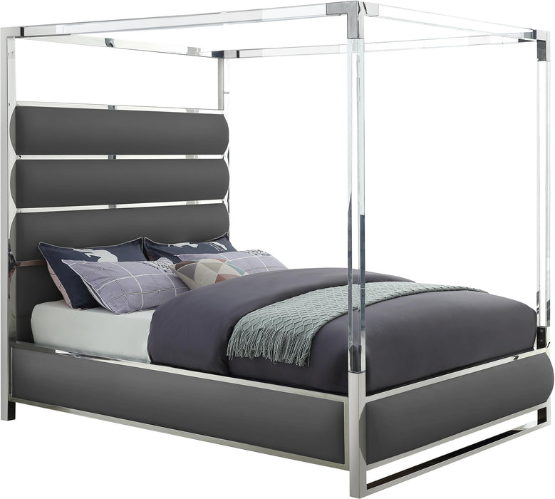 Encore Grey Faux Leather King Bed (4 Boxes) image
