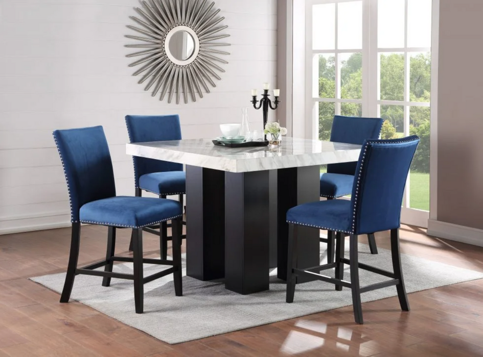 5pc Faux Marble Counter Dining Set